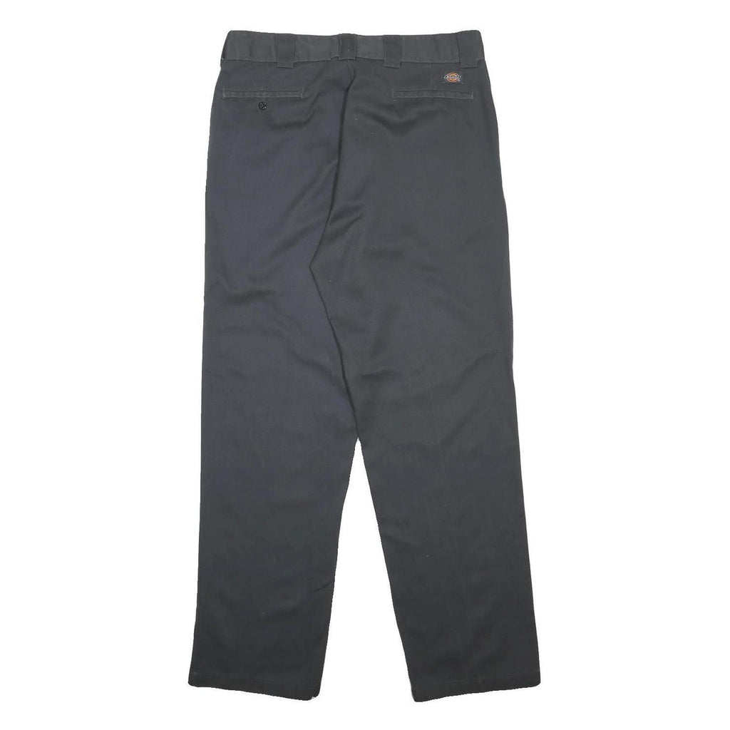 DICKIES Mens Regular Black Cotton Blend Trousers W34 L31 Zip Closure Straight