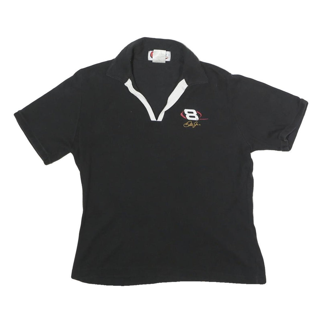 CHASE AUTHENTICS Womens Black Polo Short Sleeve V-Neck Racing Logo S