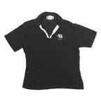 CHASE AUTHENTICS Womens Black Polo Short Sleeve V-Neck Racing Logo S