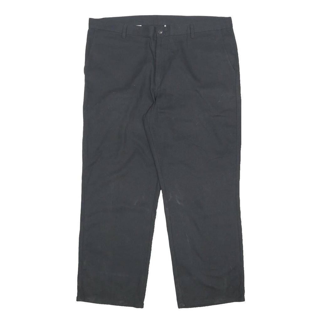 DICKIES Mens Cotton Blend Black Relaxed Straight Trousers W40 L30 Workwear Zip