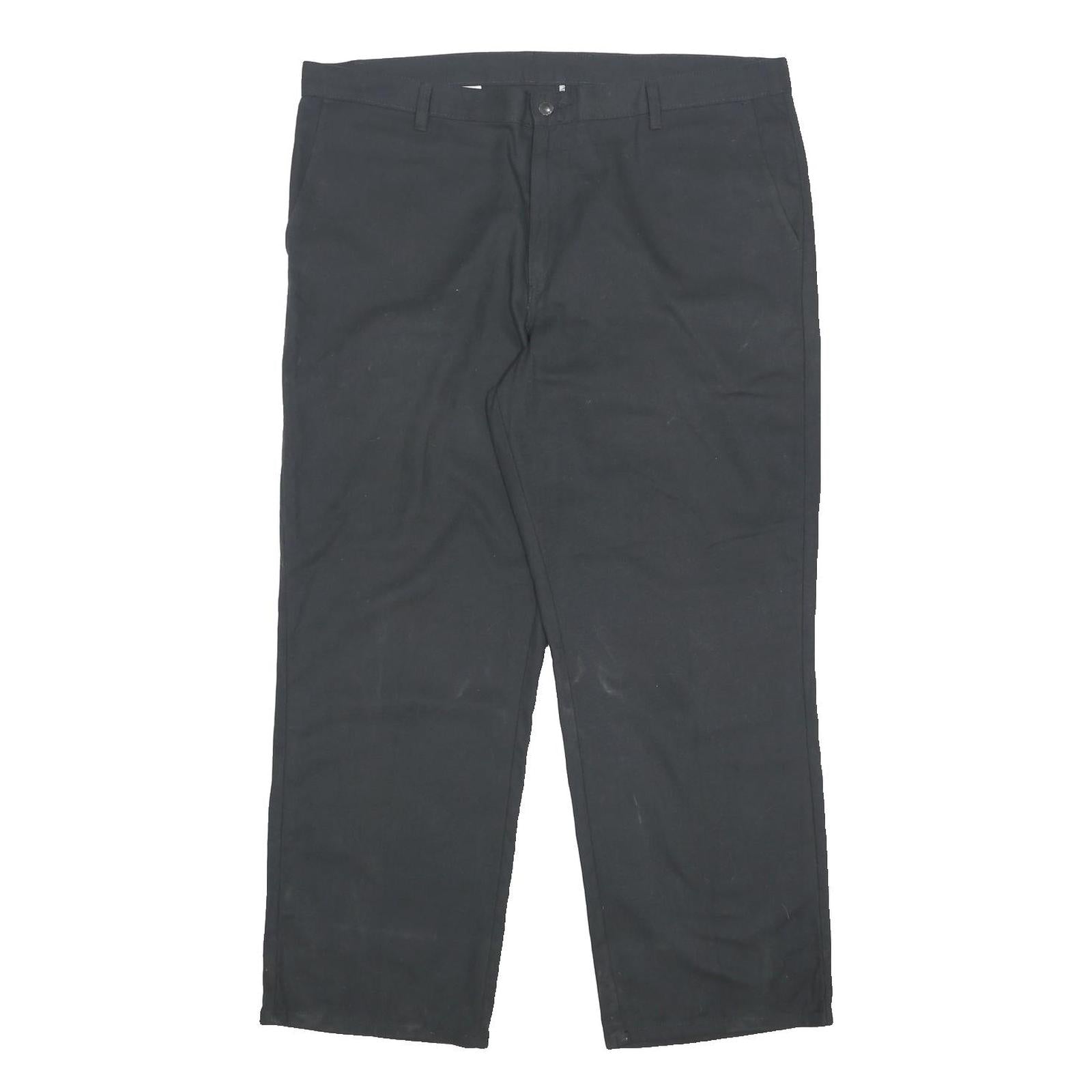 DICKIES Mens Cotton Blend Black Relaxed Straight Trousers W40 L30 Workwear Zip