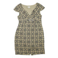 KAREN MILLEN Womens Beige Chain Print Day Dress Polyester Blend Short Sleeve UK