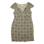KAREN MILLEN Womens Beige Chain Print Day Dress Polyester Blend Short Sleeve UK