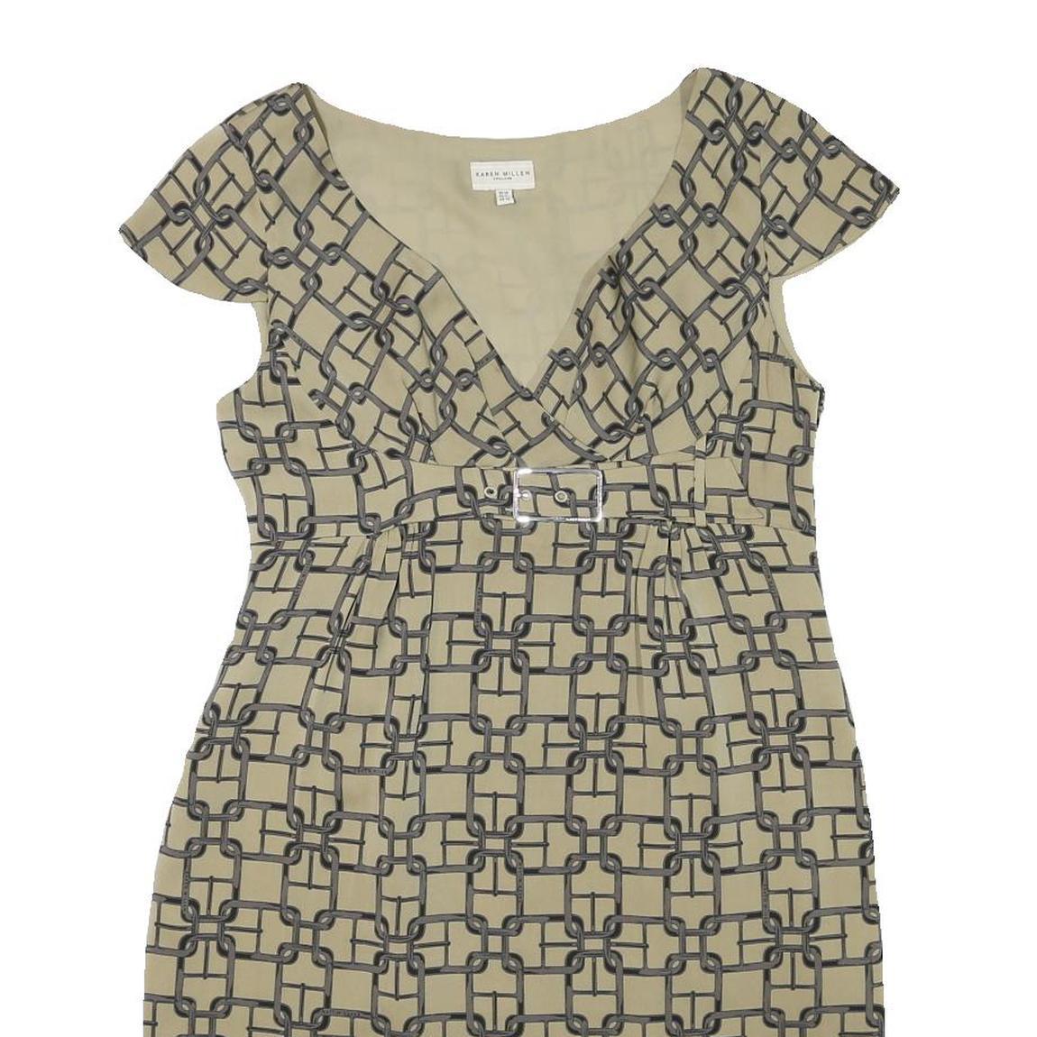 KAREN MILLEN Womens Beige Chain Print Day Dress Polyester Blend Short Sleeve UK