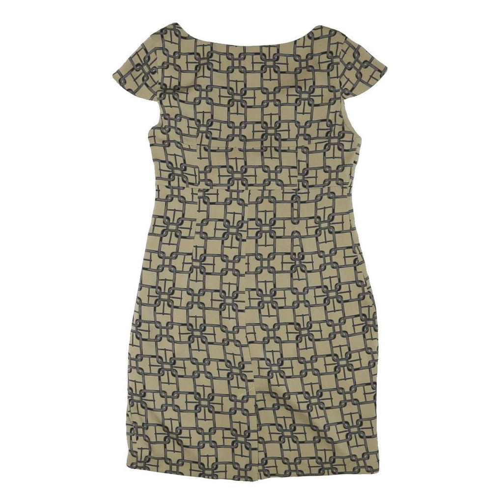 KAREN MILLEN Womens Beige Chain Print Day Dress Polyester Blend Short Sleeve UK