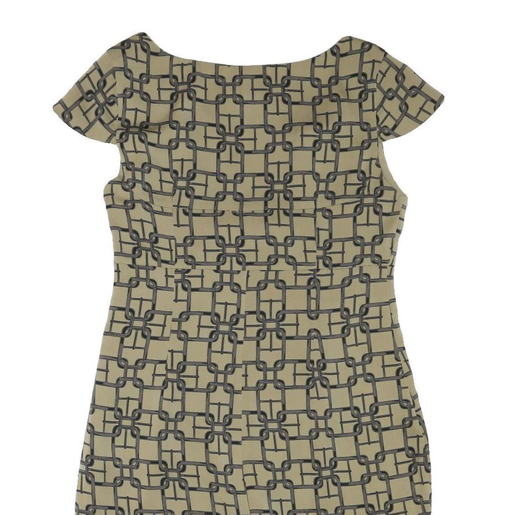 KAREN MILLEN Womens Beige Chain Print Day Dress Polyester Blend Short Sleeve UK