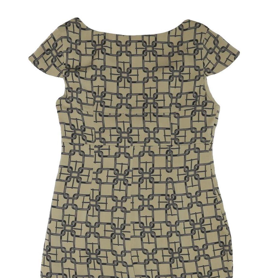 KAREN MILLEN Womens Beige Chain Print Day Dress Polyester Blend Short Sleeve UK