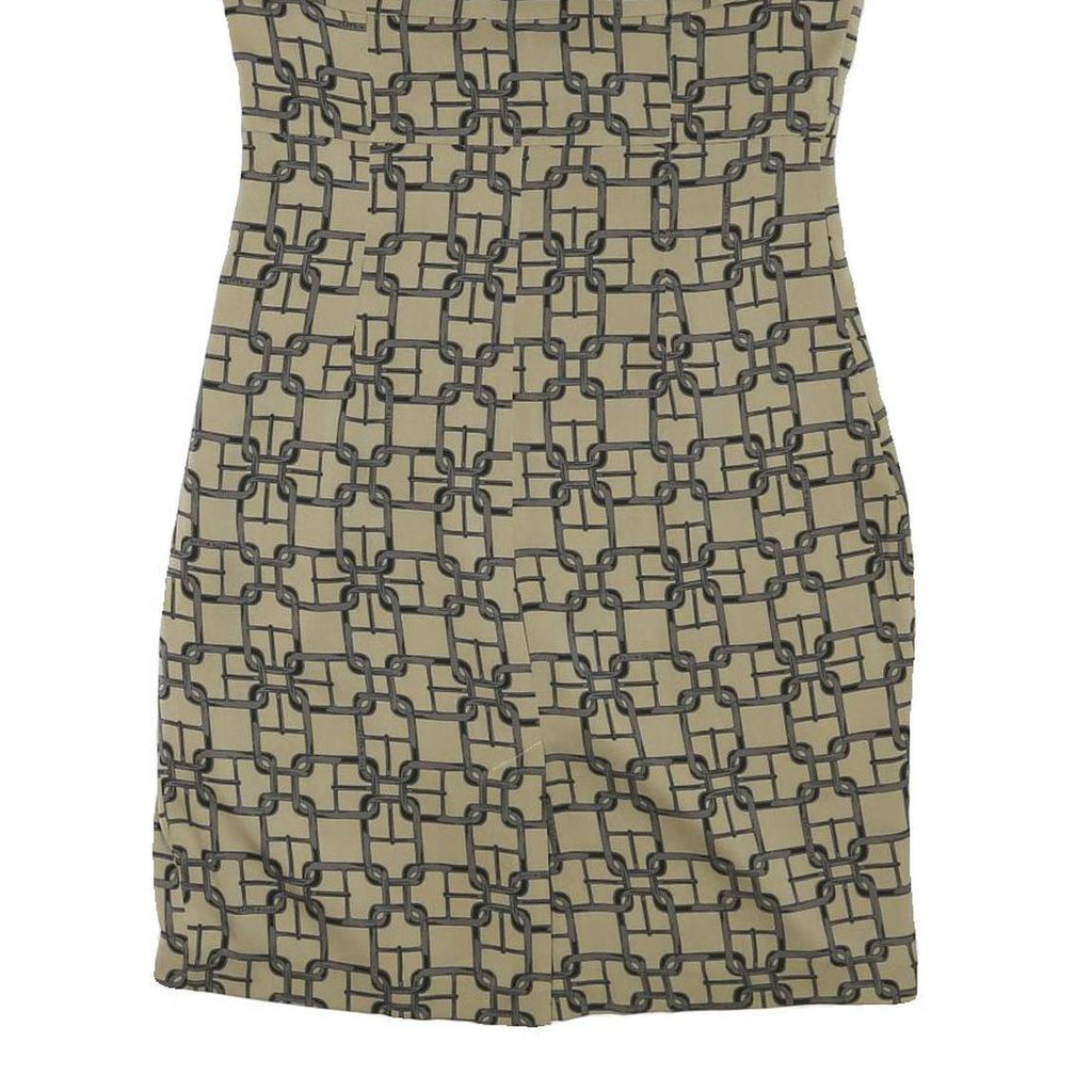 KAREN MILLEN Womens Beige Chain Print Day Dress Polyester Blend Short Sleeve UK