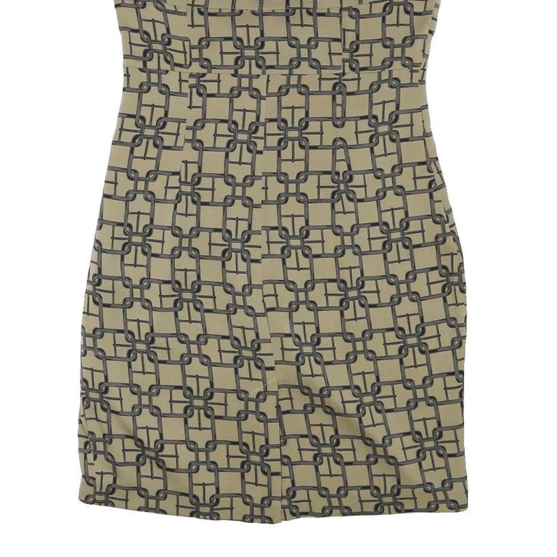 KAREN MILLEN Womens Beige Chain Print Day Dress Polyester Blend Short Sleeve UK