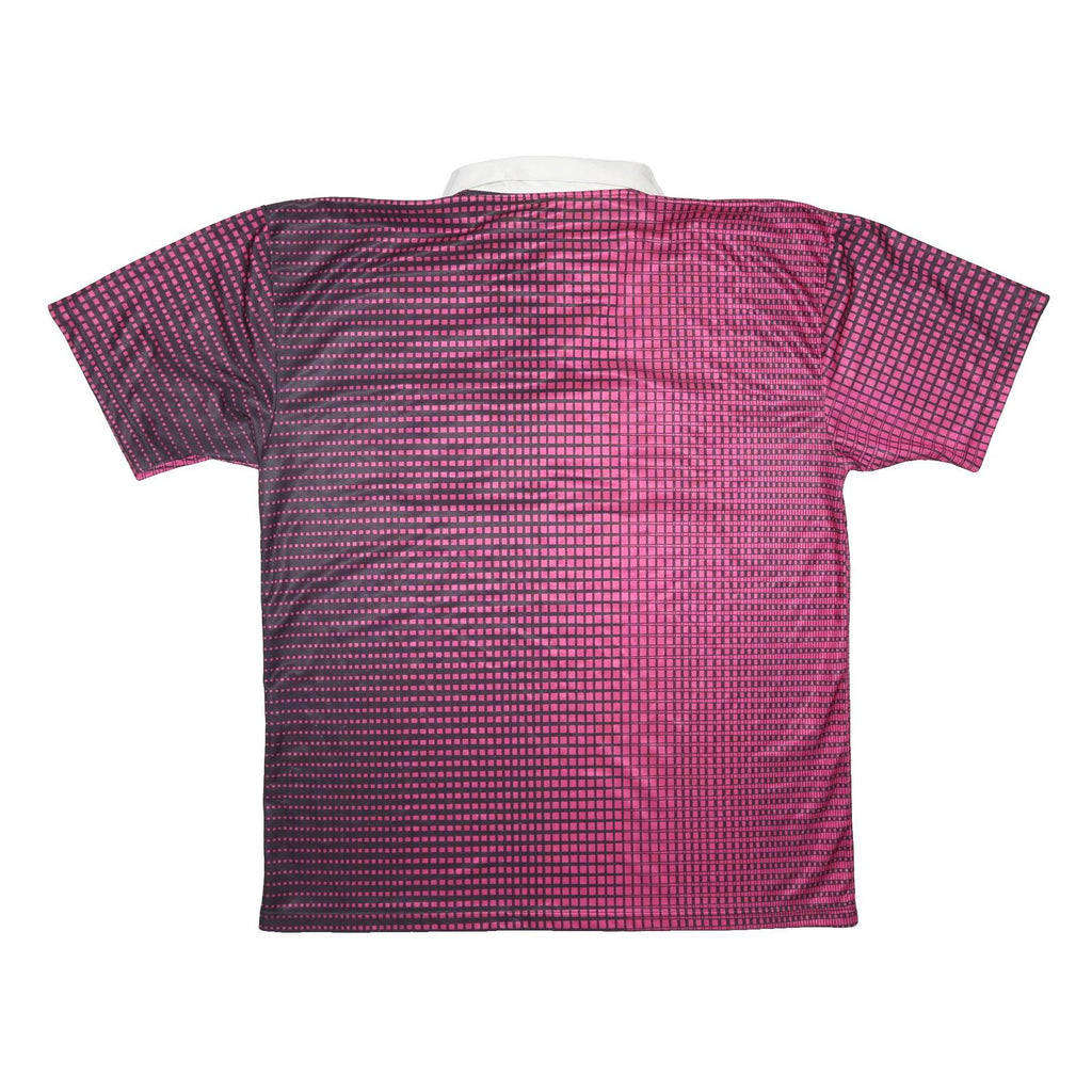 ADIDAS Mens Pink Black Graphic T-Shirt XL Short Sleeve Polo Collar Vintage
