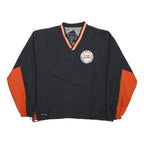 HOLLOWAY Mens Black & Orange CCM Hockey V-Neck L Nylon Pullover Sweatshirt Long