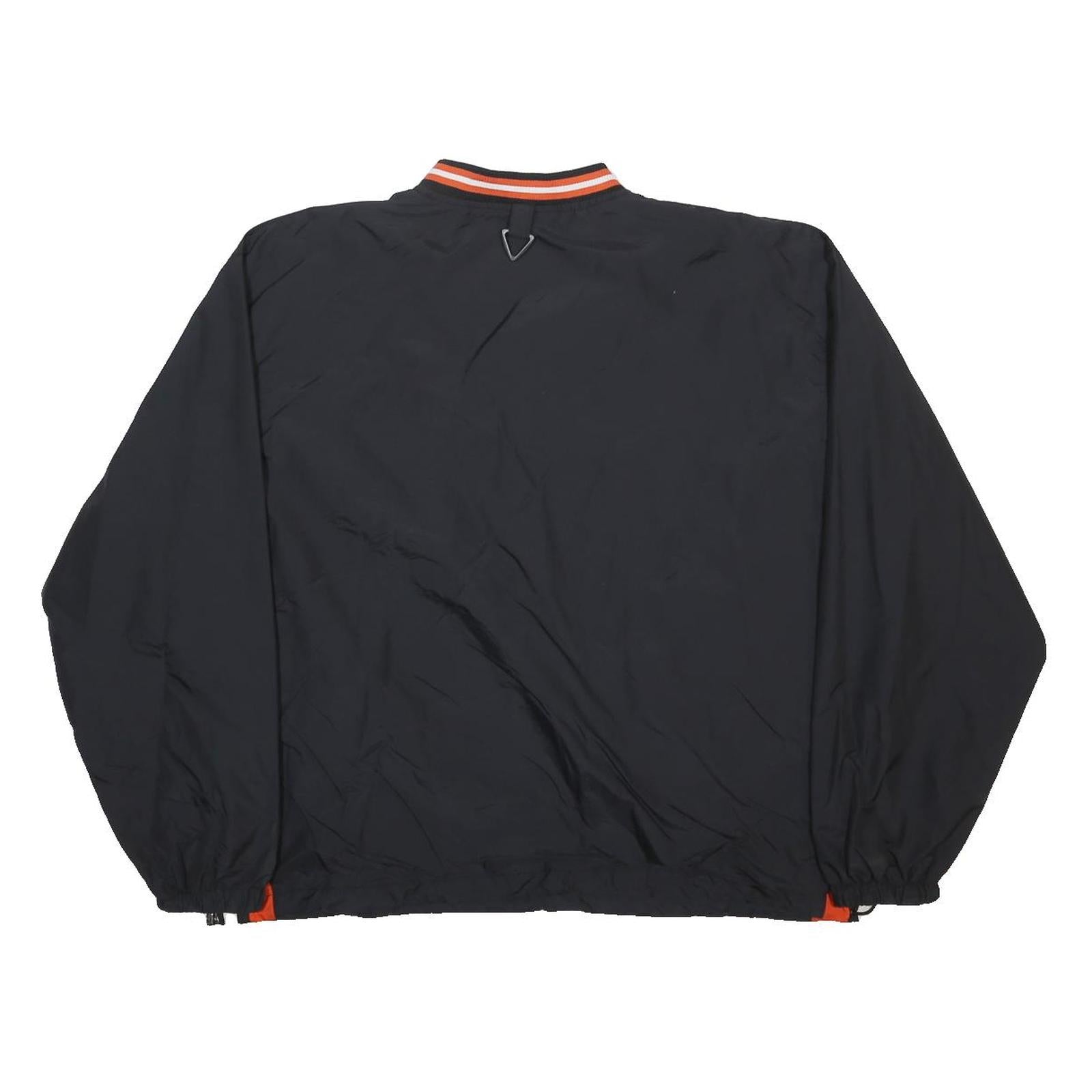 HOLLOWAY Mens Black & Orange CCM Hockey V-Neck L Nylon Pullover Sweatshirt Long