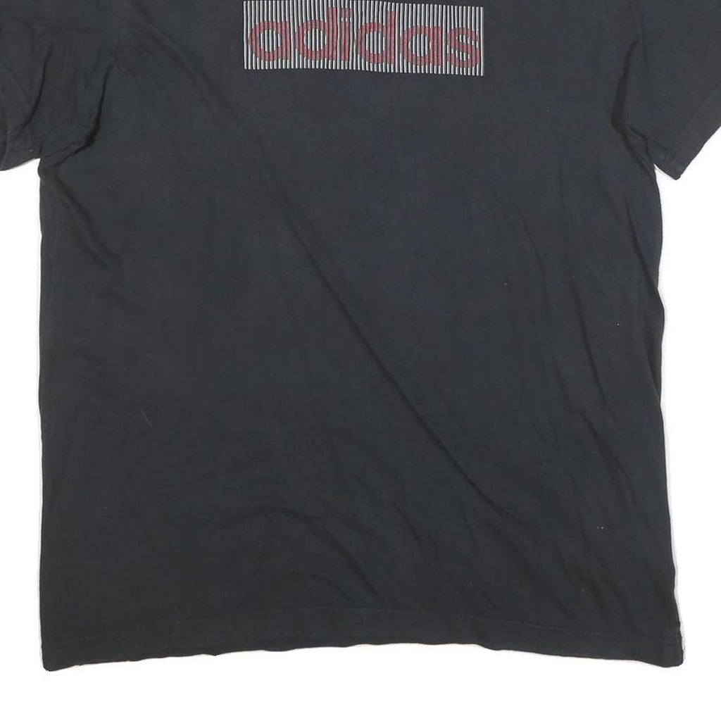 ADIDAS Mens Black Graphic T-Shirt XL Short Sleeve Crew Neck Cotton Blend Casual