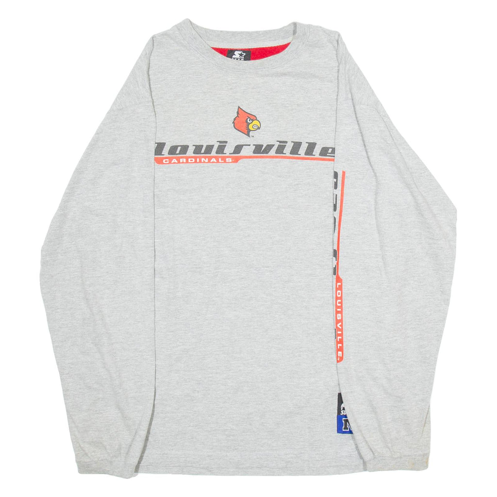 STARTER Louisville's Cardinals Mens T-Shirt Grey Long Sleeve USA M