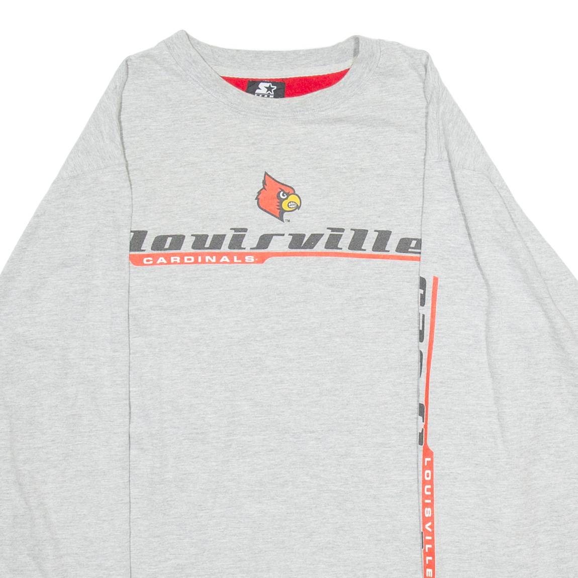 STARTER Louisville's Cardinals Mens T-Shirt Grey Long Sleeve USA M