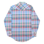 WRANGLER Mens Blue Pink Green Check Shirt M Cotton Blend Casual Long Sleeve