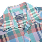 WRANGLER Mens Blue Pink Green Check Shirt M Cotton Blend Casual Long Sleeve