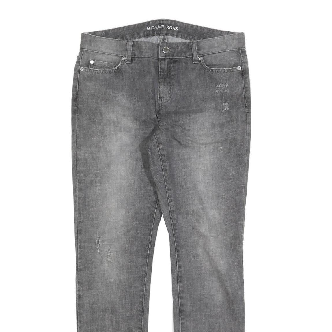 MICHAEL KORS Womens Slim Fit Grey Denim Slim Jeans W30 L30 Cotton Blend Zip