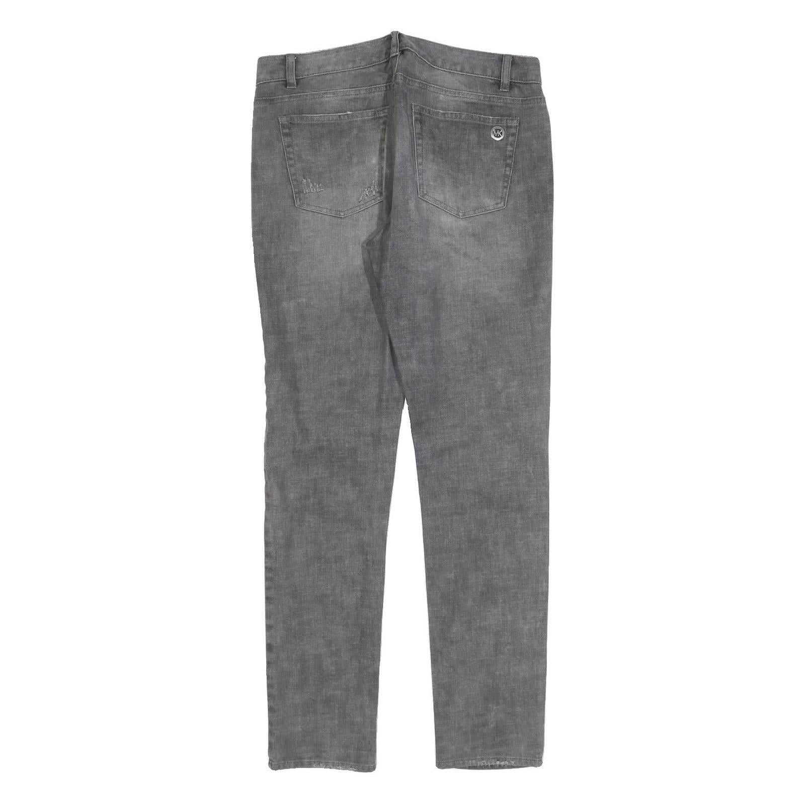 MICHAEL KORS Womens Slim Fit Grey Denim Slim Jeans W30 L30 Cotton Blend Zip