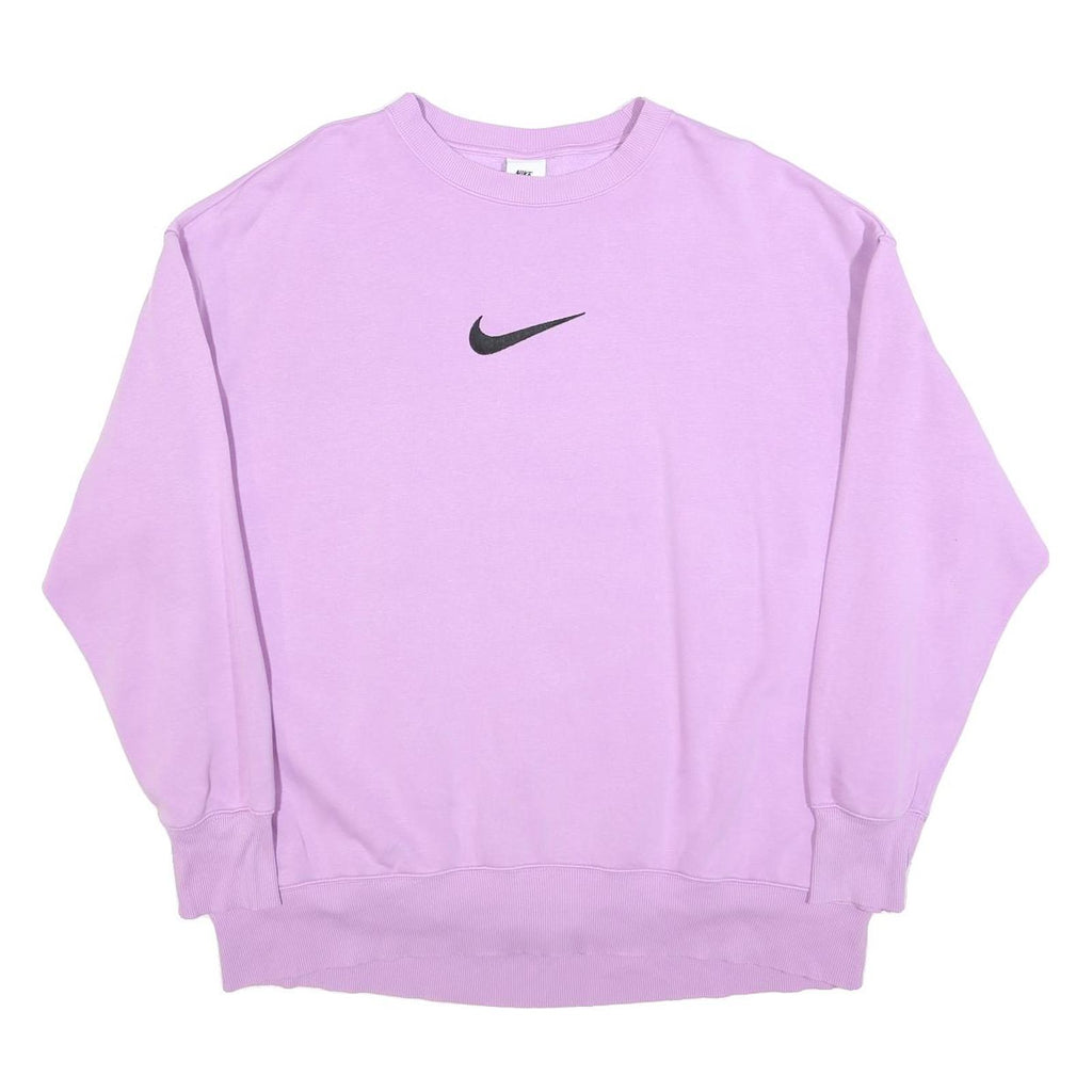 NIKE Womens Purple Crew Neck Sweatshirt L Cotton Casual Pullover