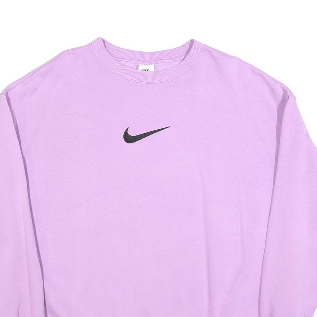 NIKE Womens Purple Crew Neck Sweatshirt L Cotton Casual Pullover