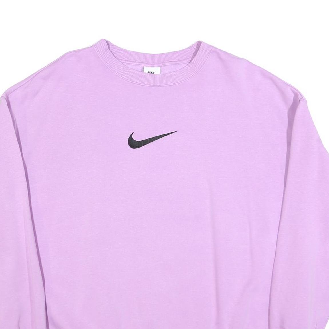 NIKE Womens Purple Crew Neck Sweatshirt L Cotton Casual Pullover
