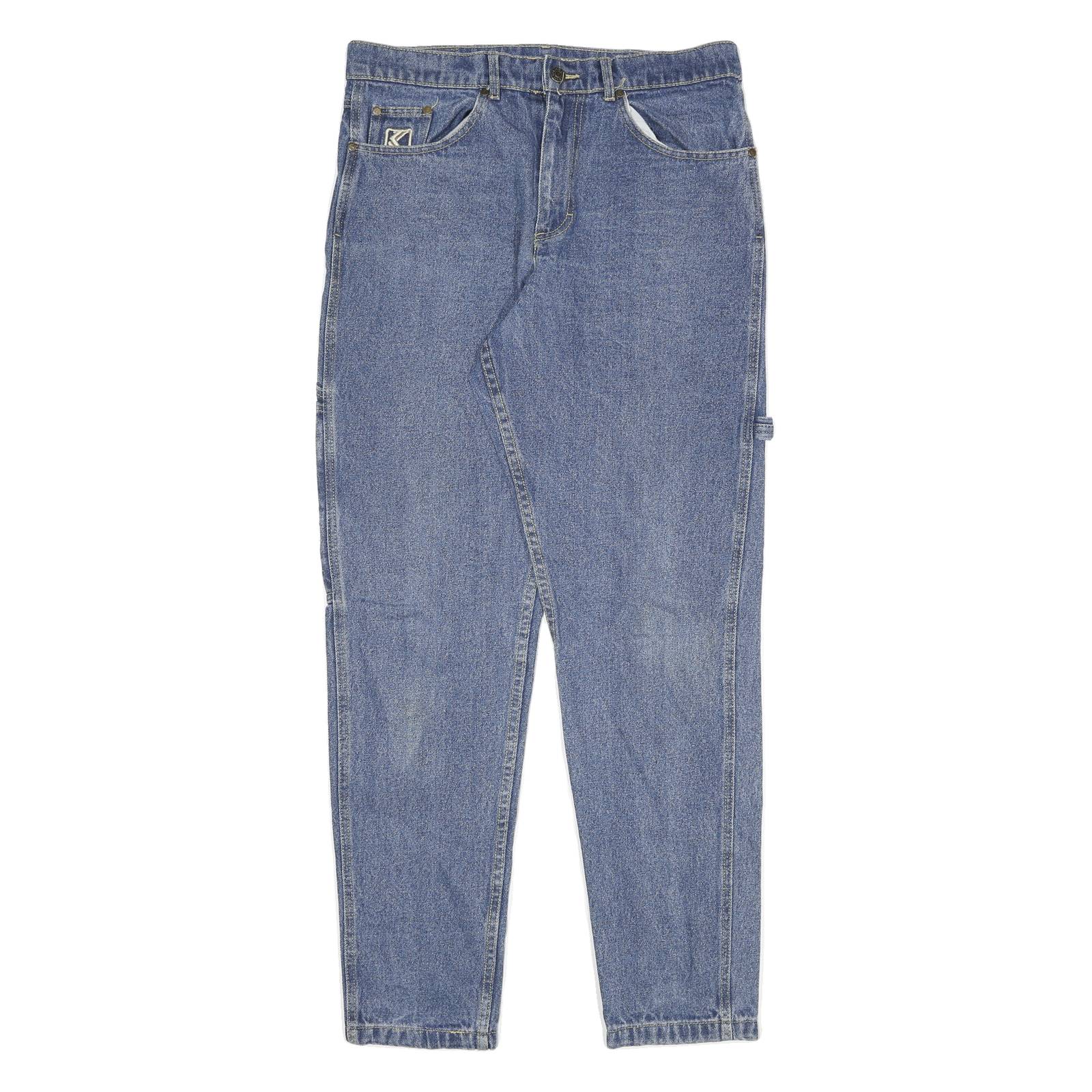 KARL KANI Womens Jeans Blue Relaxed Straight Denim Medium W32 L32 Embroidered