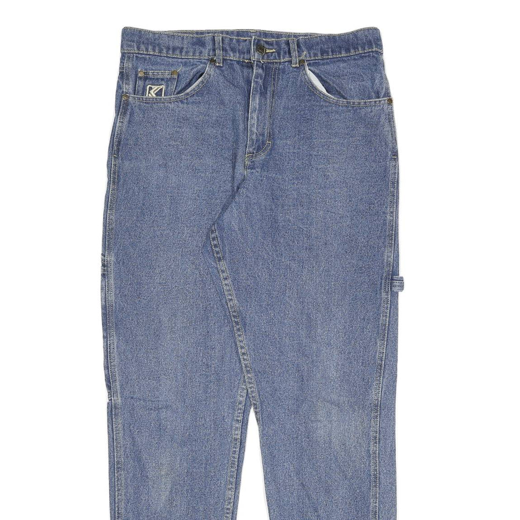 KARL KANI Womens Jeans Blue Relaxed Straight Denim Medium W32 L32 Embroidered