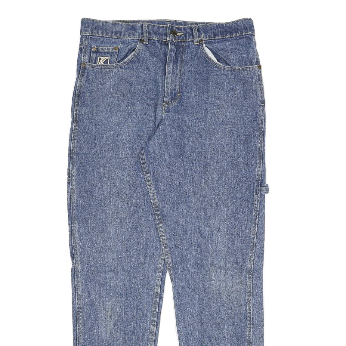 KARL KANI Womens Jeans Blue Relaxed Straight Denim Medium W32 L32 Embroidered