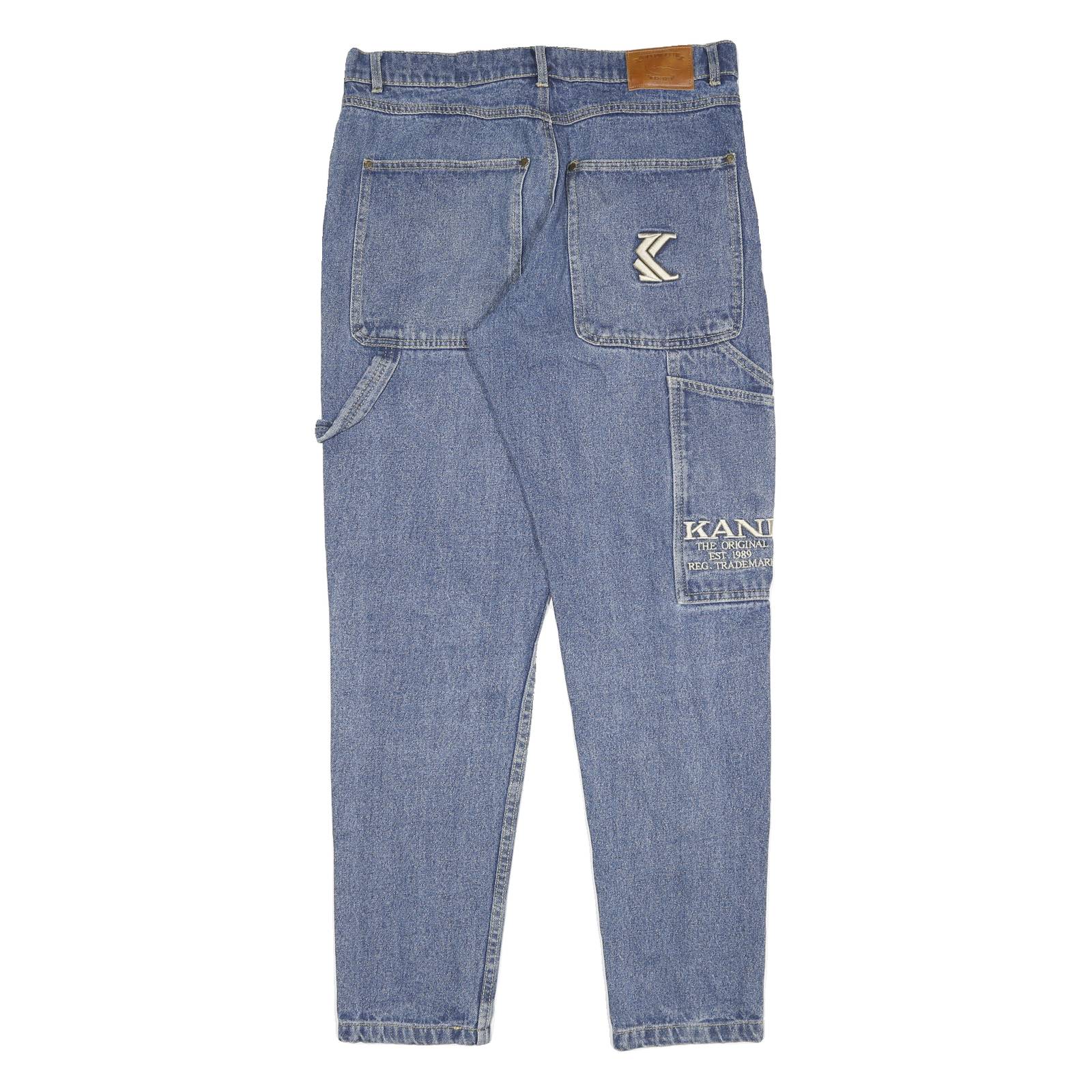 KARL KANI Womens Jeans Blue Relaxed Straight Denim Medium W32 L32 Embroidered