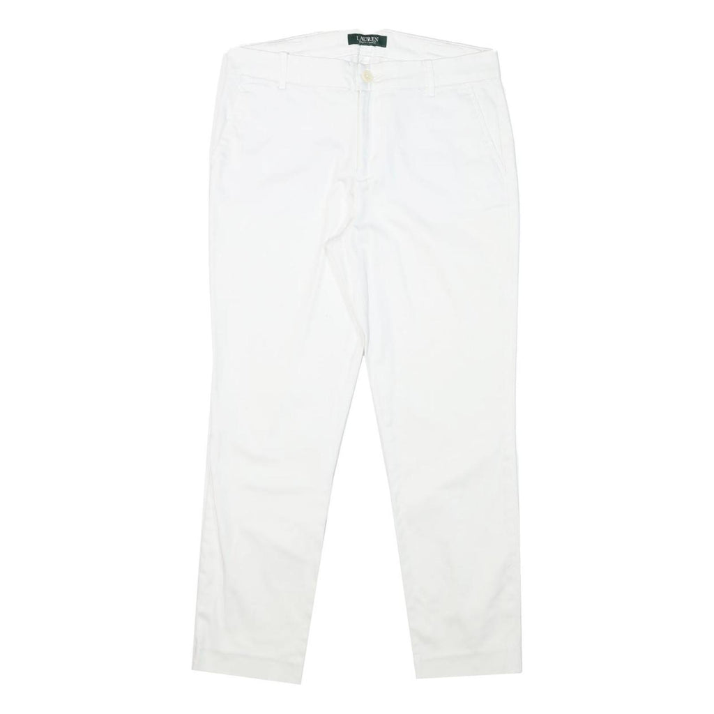 LAUREN RALPH LAUREN Womens Cotton Blend White Slim Straight Trousers W28 L25