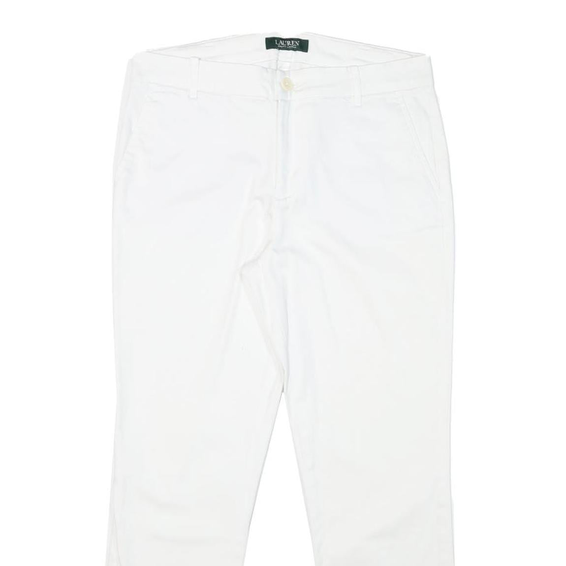 LAUREN RALPH LAUREN Womens Cotton Blend White Slim Straight Trousers W28 L25