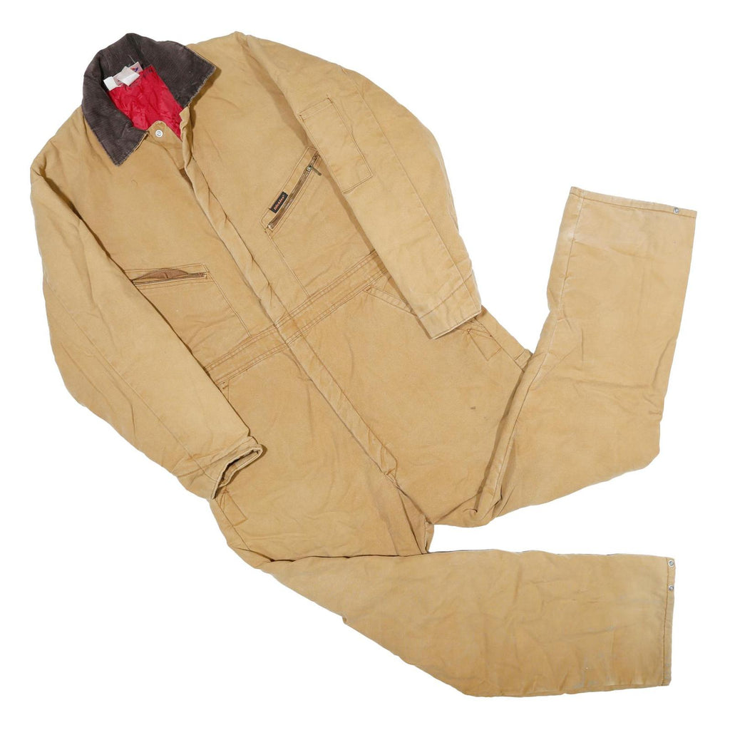 DICKIES Mens Beige Cotton Regular Fit Dungarees L W42 L32 Workwear Zip