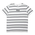 FILA Mens White & Grey Striped Cotton Blend Short Sleeve Crew Neck Top S Casual
