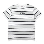 FILA Mens White & Grey Striped Cotton Blend Short Sleeve Crew Neck Top S Casual