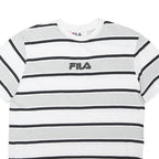 FILA Mens White & Grey Striped Cotton Blend Short Sleeve Crew Neck Top S Casual