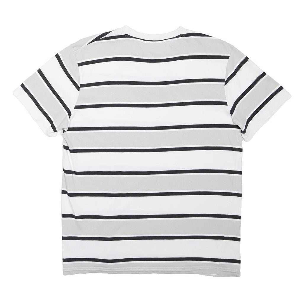 FILA Mens White & Grey Striped Cotton Blend Short Sleeve Crew Neck Top S Casual