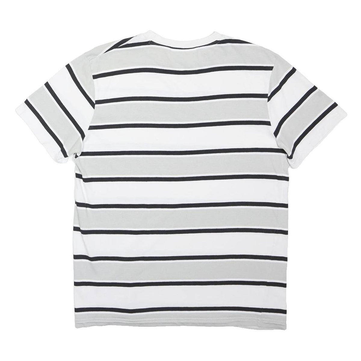 FILA Mens White & Grey Striped Cotton Blend Short Sleeve Crew Neck Top S Casual