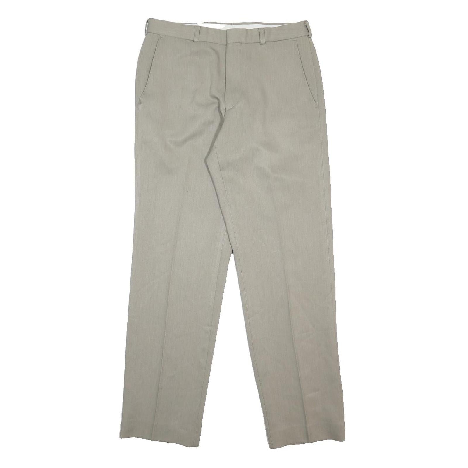 MARKS & SPENCER Mens Polyester Regular Beige Trousers W30 L31 Classic Zip Formal