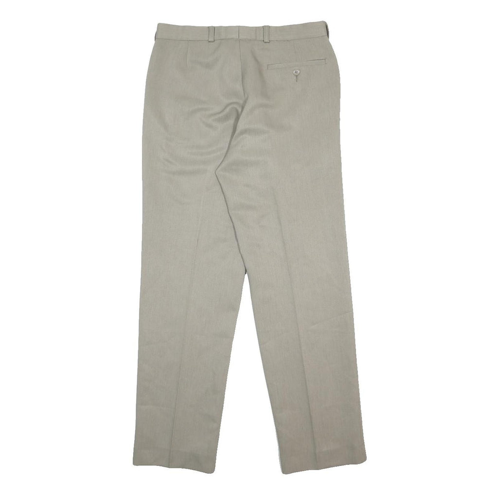 MARKS & SPENCER Mens Polyester Regular Beige Trousers W30 L31 Classic Zip Formal
