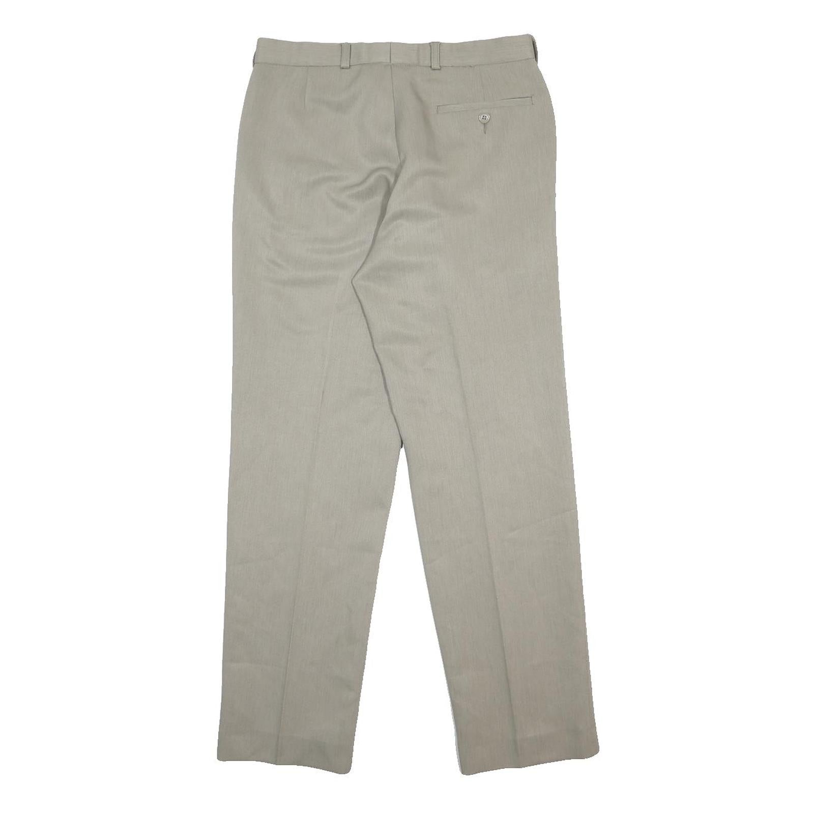 MARKS & SPENCER Mens Polyester Regular Beige Trousers W30 L31 Classic Zip Formal