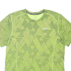 NIKE Mens Green Geometric Graphic T-Shirt L Short Sleeve Crew Neck Performance