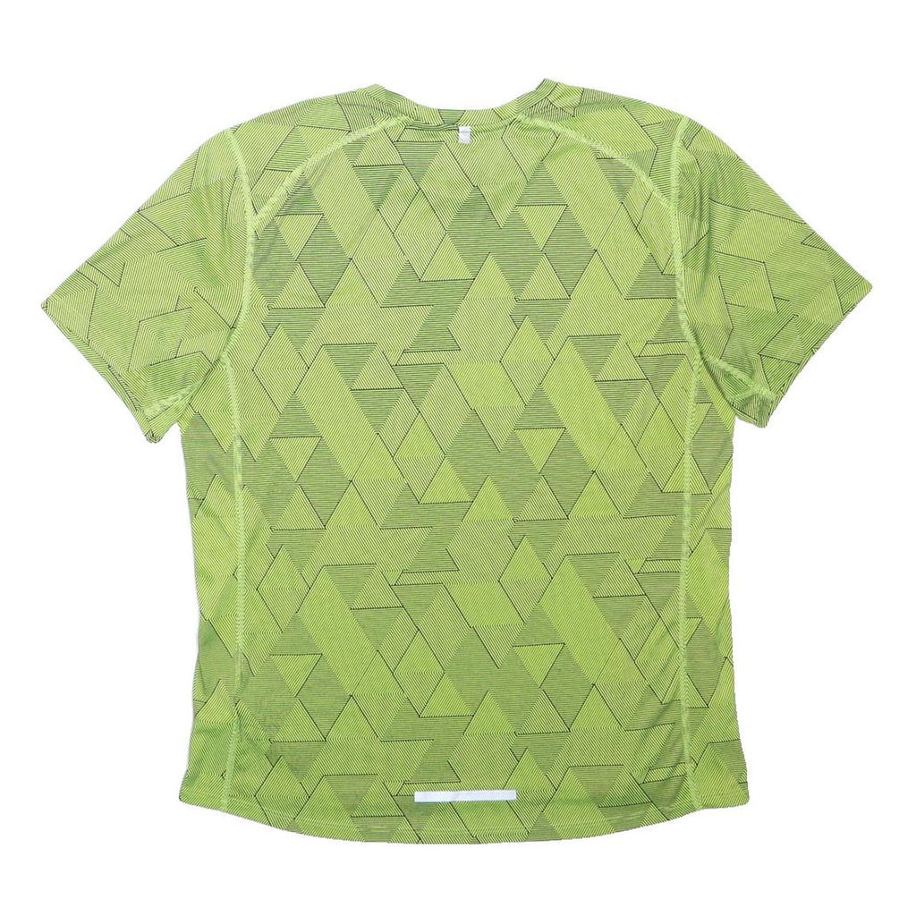 NIKE Mens Green Geometric Graphic T-Shirt L Short Sleeve Crew Neck Performance