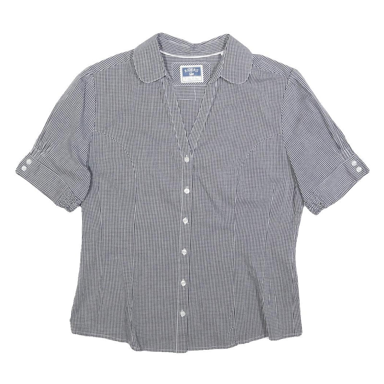 LEE Womens Black & White Check Shirt M Cotton Button Sleeve Casual