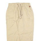 SOMTHRON Mens Regular Beige Cotton Blend Drawstring Cargo Trousers W34 L30