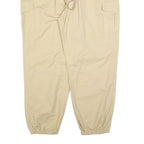 SOMTHRON Mens Regular Beige Cotton Blend Drawstring Cargo Trousers W34 L30