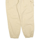 SOMTHRON Mens Regular Beige Cotton Blend Drawstring Cargo Trousers W34 L30