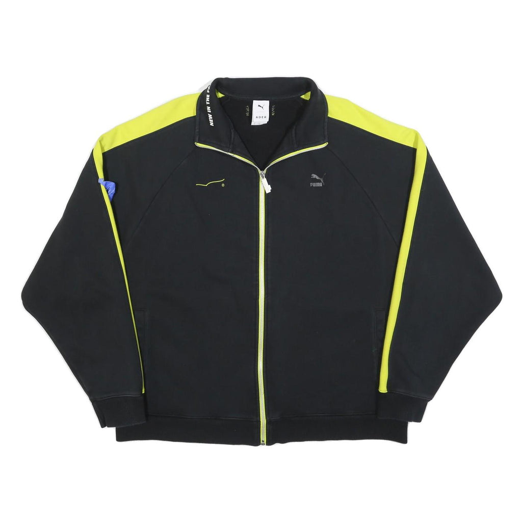 PUMA Womens Black & Yellow Graphic Zip Cotton Blend Jacket XL Sport Casual