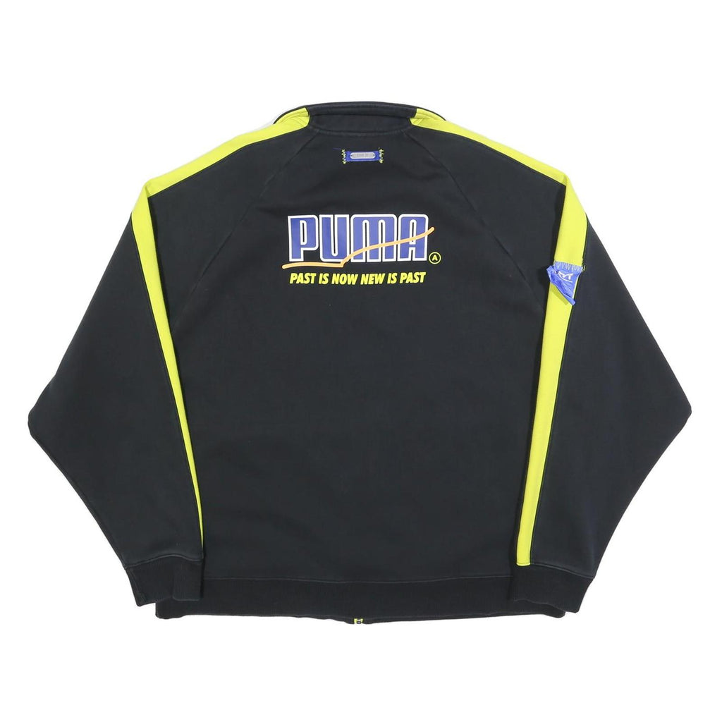 PUMA Womens Black & Yellow Graphic Zip Cotton Blend Jacket XL Sport Casual