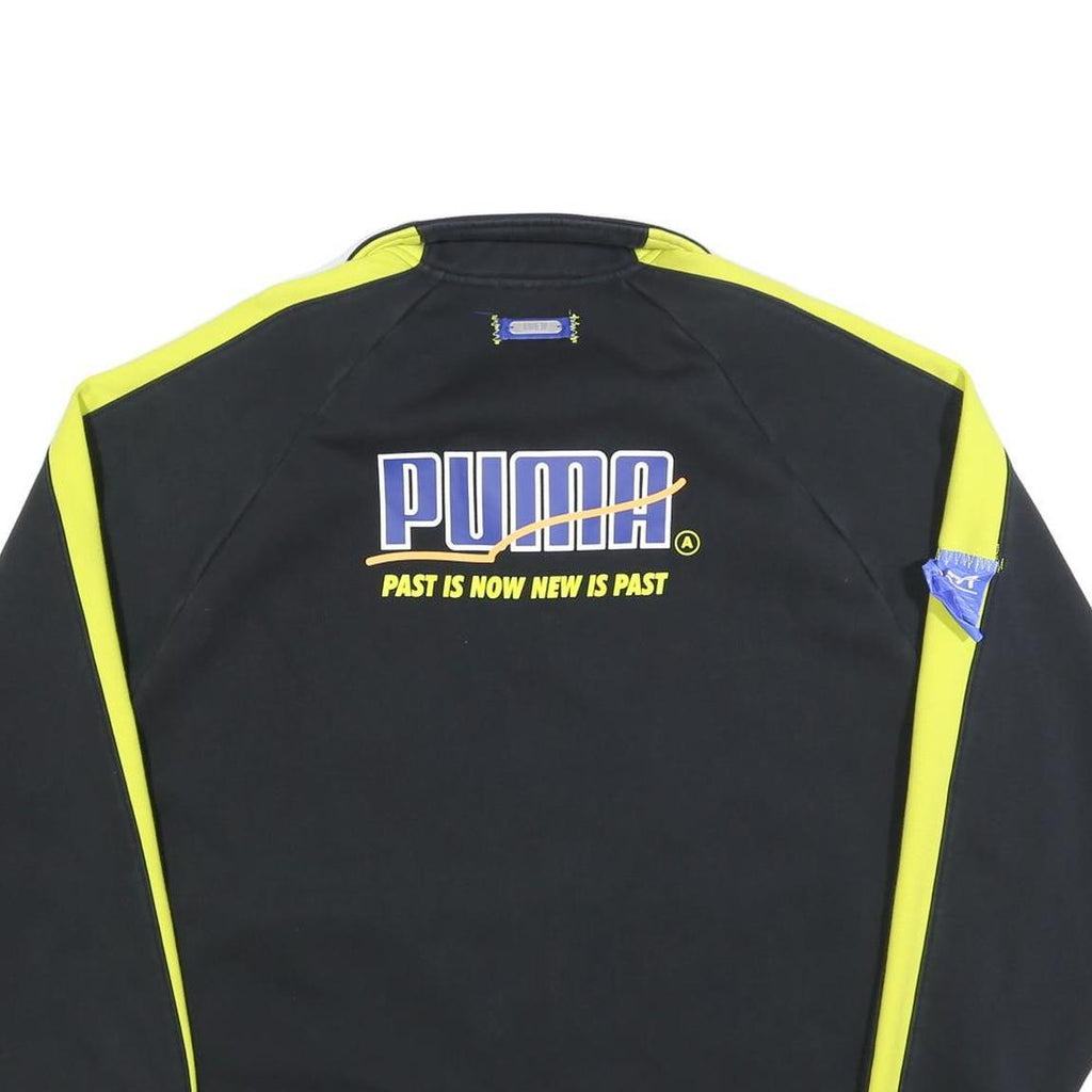 PUMA Womens Black & Yellow Graphic Zip Cotton Blend Jacket XL Sport Casual